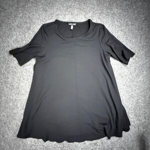 EILEEN FISHER Black Knit Tunic Top Women's Size M Short Sleeve